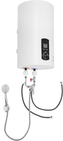 Réservoir d'eau chaude 30 l - Récipient intérieur émaillé - Chauffe-eau électrique - Isolation - Élément chauffant - Régulateur thermique 77-167°F