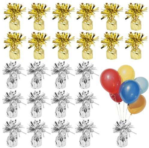 JIEHIN 24 pesi Pellicola di peso per Palloncini, oro e argento, Pesi pesanti per Palloncini per feste di compleanno, matrimonio, celebrazione, decorazione