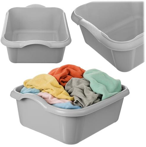 KADAX Waschschüssel 18L, Spülschüssel aus Kunststoff, rechteckige Schüssel, große Kunststoffschüssel, Plastikschüssel, Spülwanne, Plastikwanne (Grau)