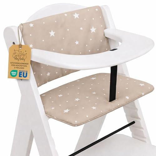 Stolsförminskare Barnstol Sittdyna Baby Sittkudde - 2-delad - Stolsdyna för Hauck Stokke Trappstol Högstol Vattentåligt Överdrag Oeko-Tex certifikat Beige