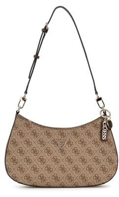 GUESS Noelle II Top Zipper Shoulder Bag Latte Logo/Brown