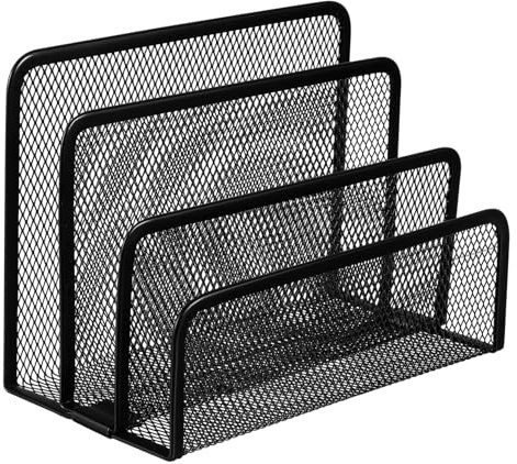 HIAKDOFT Trieur de Bureau Robuste Noir à Trois Sections en Métal Organisateur de Fichiers pour Bureau et Espace de Travail