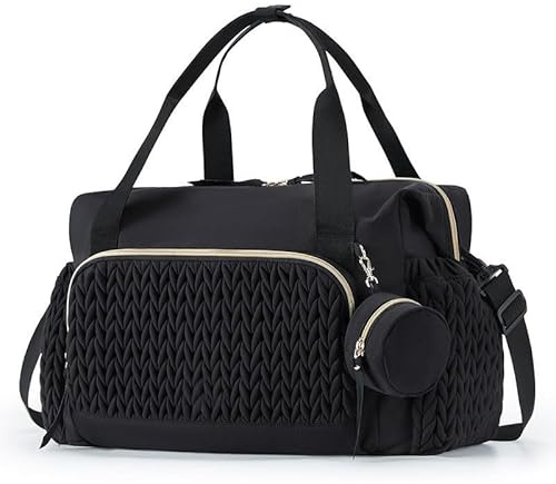 FARYODI Borsa fasciatoio multifunzione per mamme, grande borsa per pannolini con tracolla regolabile, scomparto separato per ciuccio, per viaggi, spiaggia, Nero