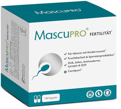 MascuPRO® Fertilität Mann bei Kinderwunsch | Vorteilsbox für 3 Monate | Fruchtbarkeit + Spermienproduktion | Zink, Selen, Q10, Aminosäuren, Lycopin | vegan & laborgeprüft