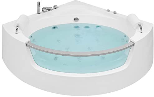 Vasca Idromassaggio Angolare Acrilico Sanitario Bianco con Getti e LED