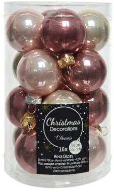 Glaskugeln Weihnachtskugel Weihnachtsbaum Weihnachtsdekoration Christbaumschmuck - 16 Stück Ø3,5 cm pink mix
