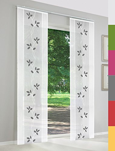 Schiebegardinen nach Maß, Gardinen, hochqualitative Wertarbeit, Maßanfertigung, Flächenvorhang, Schiebevorhang, Raumteiler, halbtransparent, inkl. Laufwagen (130cm Höhe x 60cm Breite / Schwarz)