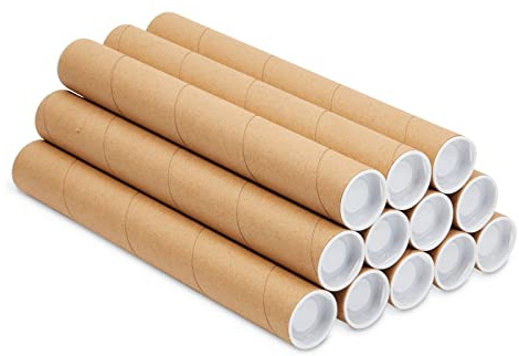 Stockroom Plus Mailing Tubes – Rangement sécurisé pour affiches – Organiseur de tubes d'art et de Blueprint – Organisateur de documents polyvalent – 3,8 x 30,5 cm, lot de 12, marron