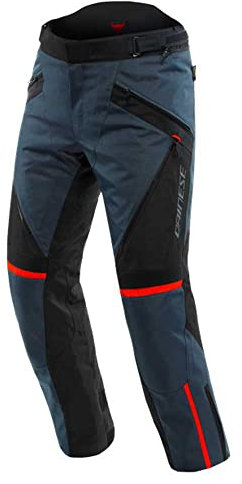Dainese - Tempest 3 D-Dry Pants, Pantaloni da Uomo Moto Touring, Membrana Impermeabile, Interno Termico Removibile, Protetezioni sulle Ginocchia, Ebano/Nero/Rosso Lava, 56