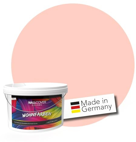 WALLCOVER hochwertige Wandfarbe für Innen | Apricot Pastell Matt | 5L für 40m² | Hochdeckende Innenfarbe (Klasse 1) | Profi Qualität aus Deutschland
