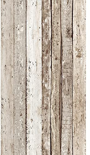 Papier peint bande décorative rusitque imitation bois Tapisserie effet bois usé beige et marron Papier peint moderne pour cuisine