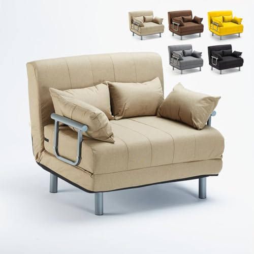 Produce Shop Divano Poltrona Letto Piazza e Mezza Pieghevole Tessuto Deborah Twin - Beige