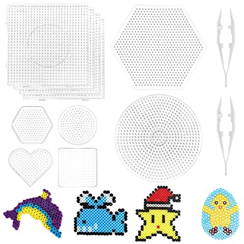 10 Stück Bügelperlen Steckplatte, Stiftplatten Transparent, Kunststoff Bügelplatte 5mm, Steckplatten Set, Groß Bügelperlen Vorlagen, Bügelperlen Stiftplatten Set, DIY Perlen Handwerk Zubehör (B)