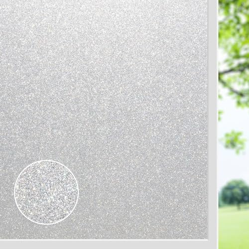 LEMON CLOUD Window Privacy Film, Frosted Glass Window Film, Glass Door Privacy Film, Static Cling Vinyl Glass Stickers for Window Tint for Home Bedroom Bathroom Anti-UV(17.5x78.7inches, Bling)