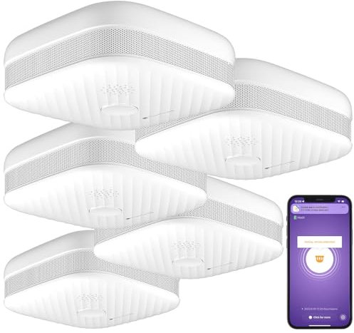 VisorTech Funk-Rauchmelder WLAN: 5er-Set WLAN-Rauch- & Hitzemelder mit weltweiter App-Benachrichtigung (Rauchmelder App Benachrichtigung, Steuerung, Alarmanlage)
