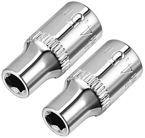 TOP-VIGOR 2Pcs 1/4-Inch Drive 4.5mm 6-Point Shallow Socket, Metric, Cr-V Drive Socket for Auto Repairing and Household