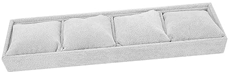 ANDRESLAD Vassoio Espositivo 4 Scomparti per Orologi e Porta Braccialetti in Velluto Grigio Organizer per Gioielli Custodia Protettiva per Esposizione e Trasporto, Adatto a Uso Quotidiano