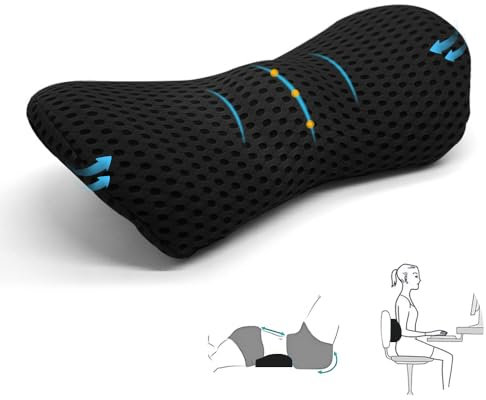 iKALULA Lendenkissen, Memory Foam Rückenstützkissen, Lumbalkissen Rücken, Rückenkissen Bürostuhl und Auto, Ergonomisches Lendenwirbelstützkissen für Autositze,Bürostuhl(Schwarz)