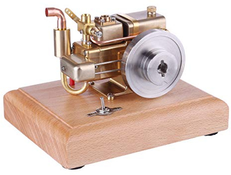 BuildCubes Kit de construcción de motor de combustión interna, minimotor de 1,6 cc, enfriado por agua, motor de cuatro tiempos, modelo de motor de gasolina con base de madera, kit de motor de motor,
