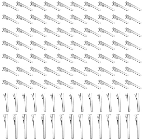 Cayway Clip per capelli in metallo, clip per capelli in metallo, per fermagli per capelli in metallo, testa piatta per acconciature, accessori fai da te (100 pezzi in 3 stili, argento)