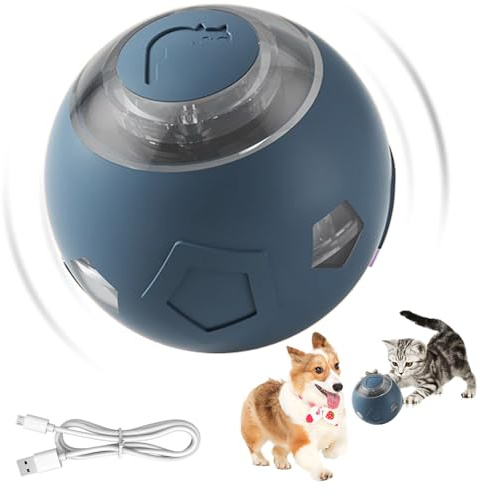 Yuemeuy Palla Interattiva per Cani - Giocattolo Intelligente per Gatti e Gioco Interattivo per Animali Domestici,Accessori Silenziosi Con Luci LED Per Esercizio, Giochi Per Cuccioli E Arricchimento