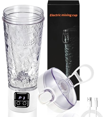 Mkitnvy Shaker Proteine Elettrico, 700 ml Bottiglia Per Shaker Per Proteine, USB C Ricaricabile, Shaker Palestra Portatile Anti-Perdita Senza BPA Per Frullati Proteici e Sport e Fitness (Bianco)