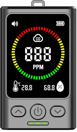 Detector de monóxido de carbono recargable con pantalla digital de alarma de carbono monóxido alarma para la seguridad de la cocina del garaje en casa