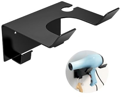 Cyberwork Soporte para Secador de Pelo,Pegamento + tornillos instalación doble Secador de Pelo Montado en la Pared del Baño Sin Taladro Soporte para Secador de Pelo de Inoxidable Autoadhesivo