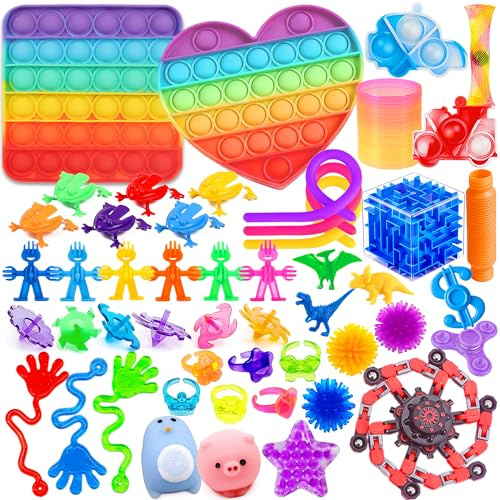 Chennyfun Fidget Toy Sensory Kit Anti-Stress, 50PCS, pour Enfants | Soulagement du Stress, Anxiété, Autisme et TDAH, Cadeaux De Fête, Cadeaux d'anniversaire