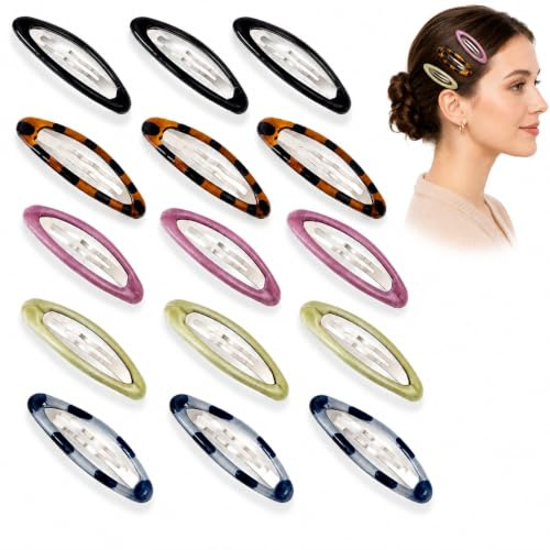 Pasadores Pelo Mujer, 15 clips de metal antideslizantes clip de cabeza multicolor clips de pelo a presión para todo tipo de