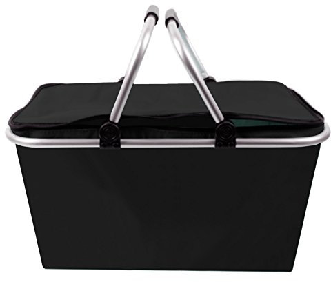 Einkaufskorb mit Aluminiumrahmen 24x28x48 cm / 25 Liter Shopper in Schwarz