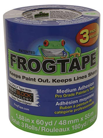 Frog Tape Pro Grade Blue Masking Tape for Painting 48mm x 55m, Decorators Tape, Painters Masking Tape for Indoor Painting & Decorating - Pack of 3