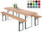 heimtexland ® Bierzeltgarnitur Auflagen Set 3-teilig Tischdecke Bierbankauflage Polster Kissen Biergarnitur Typ698 Beige für Tischmaß 70x220 cm