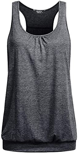 UNibelle Damen Yoga Tank Top Atmungsaktive Shirt Top Sport Tanktop Ärmellos Fitness Oberteil Racerback, Dunkelgrau, M