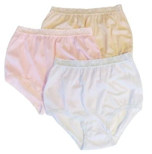 Carole Brand Women's Pastel Nylon Lace Trim Panties Size 8 (3-Pack)