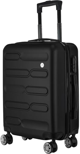 SA Products Cabin Suitcase | 34L Carry On Suitcase, Cabin Bag 55x40x20 with Combination Lock | Hard Shell Suitcase with 4 Wheels Cabin Luggage, Cabin Bags 55 x 40 x 20 Approved (Black)