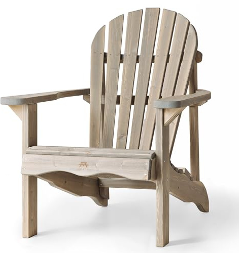 AMATA Single Adirondack Stuhl für Draußen, UNGURS Collection - Wetterfester Holzstuhl für Terrasse, Hinterhof und Garten Feuerstellen - Ergonomisch und Langlebig, Zeitloses Design (Grau)