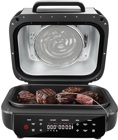 IsEasy Friteuse Sans Huile, 7-en-1 Friteuse à air chaud, Air Fryer 3.8L, 1700W, 50℃-250℃, Sonde Numérique, Fonction de Réservation, Contrôle Tactile, Livré avec Recette