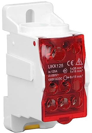 Uadme Bornier Electrique, UKK125 Bornier Rail DIN, Bloc de Jonction 690V, pour Armoires de Distributio Armoires Haute Tension (Rouge)