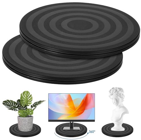 2 Pezzi Piattaforma Roteante, 20CM Base Rotante per Giradischi, Supporto Girevole di 360°, Giradischi con Cuscinetti Sfera in Acciaio,Piatto Girevole per TV Monitor Artigianato Piante Bonsai