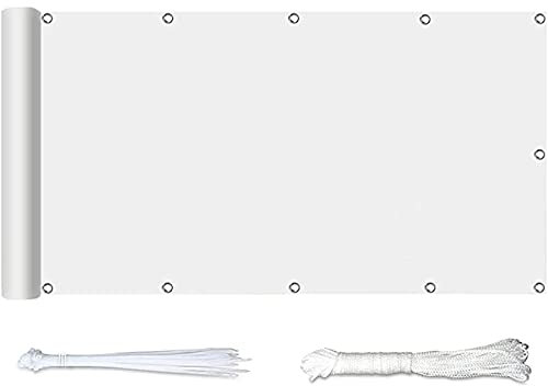 Brise-vue 0,8 x 4 m anti-UV pour jardin, terrasse, panneau pare-soleil avec corde et œillets en aluminium blanc pour clôture, mur, jardin, cour, balcon