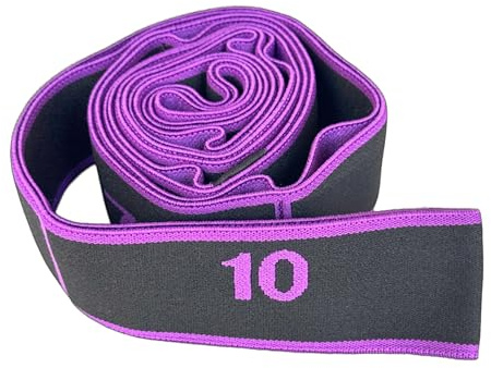 GIMIRO Bande élastique de fitness segmentée pour yoga, pilates, danse, étirement, rééducation, 10 boucles, violet foncé