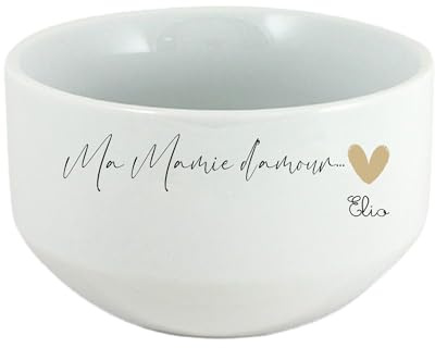 Bol à Céréales/Soupe en Céramique Ma Mamie d'amour avec Signature Personnalisée Fête des Mamies - Prénom des Petits-Enfants - Bol Unique et Tendre