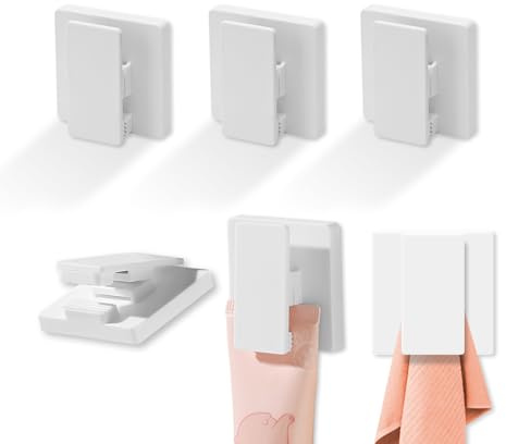 Sicheii Lot de 6 clips muraux adhésifs pour suspension, crochets de tapisserie pour mur, sans perçage, porte-serviette, affiche, photo, classeur à ressort, adhésifs pour salle de bain, cuisine, bureau