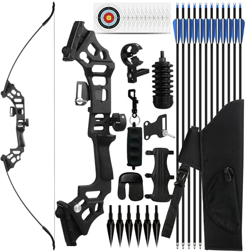 SERfawnCH 30lbs Recurve Bow & Arrow Set for Adults, Right-Handed Takedown Bow with Carbon Arrows, Archery Practice Kit for Outdoor Target‌