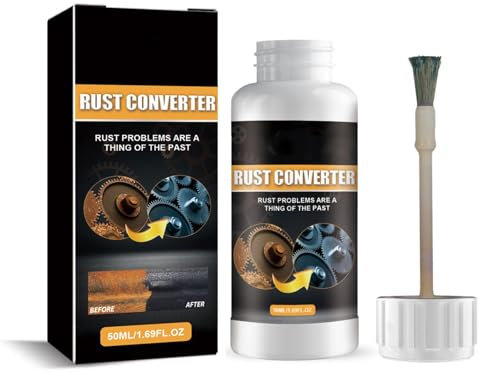 Convertitore di ruggine per auto con primer – nero, rimozione della ruggine, convertitore di ruggine con pennello 2 in 1, antiruggine Iron Powder Remover, primer antiruggine per metallo/biciclette
