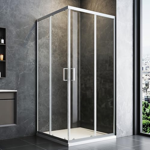 Cabina de ducha moderna con puerta corredera para ahorrar espacio y fácil instalación