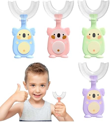MKEAWWU 4 Spazzolini Da Denti Per Bambini, A Forma Di U Per Bambini, Spazzolino Da Denti Per Bambini, 2-6,360° Whole Mouth Manual Training Spazzolino Da Denti (4 Pezzi Per Pollice, Set Di Spazzolini