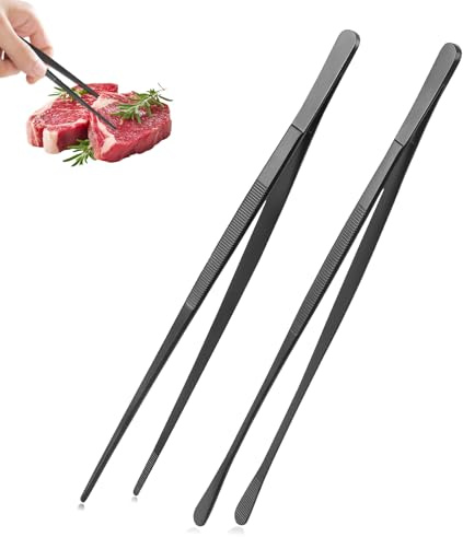 Pesutei Pinzas de cocina, 2 unidades, pinzas de acero inoxidable 30 cm, pinzas de cocina para cocinar, asar, barbacoa y mariscos, pinzas largas