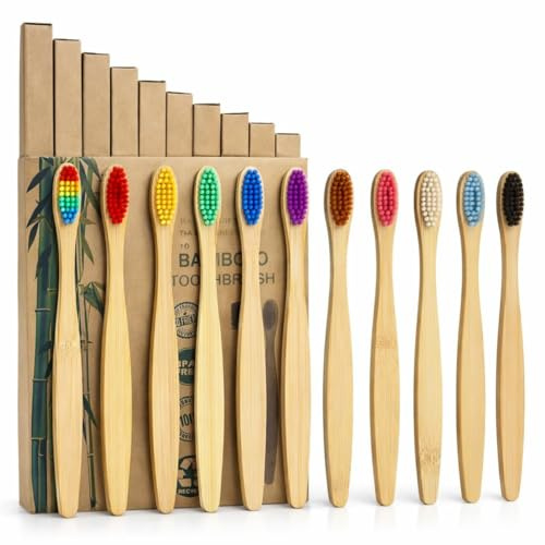 20PCS Set Spazzolini in Bambù Morbidi, Spazzolino Sostenibile in Bambù, Senza BPA, Spazzolino in Bambù per Adulti e Bambini, Ecologico e Biodegradabile